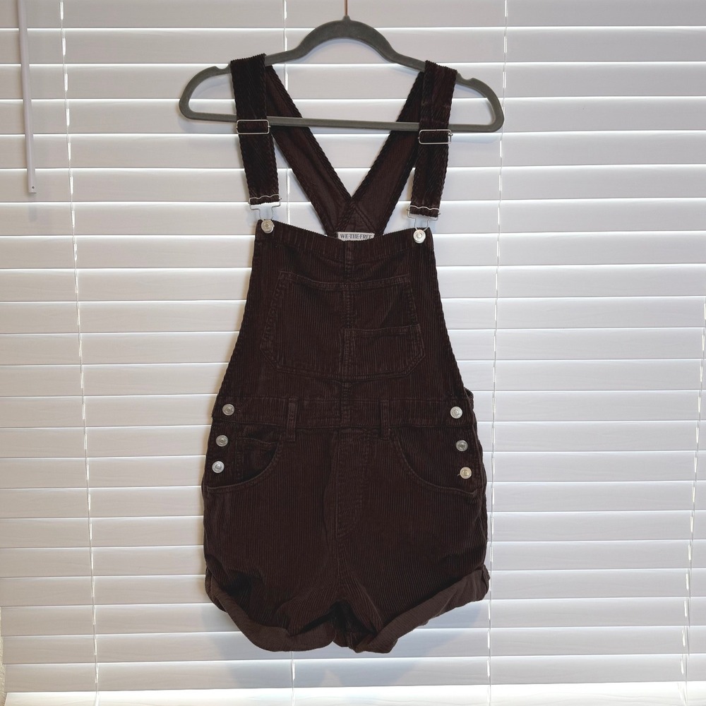 Free People Brown Corduroy Ziggy Short Overalls Womens XS Boho Shortalls